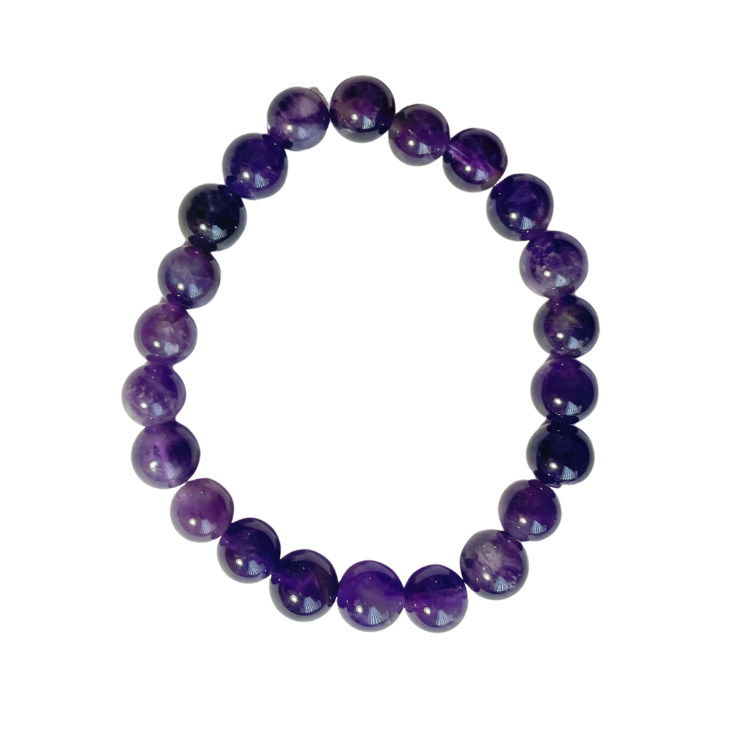 Purple Amethyst Beaded Bracelet - 8mm Beaded Bracelet