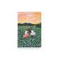 12x18 art print of two ballerinas in a flower field with a colorful sky.