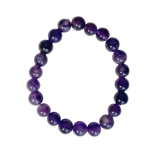 Purple Amethyst Beaded Bracelet - 8mm Beaded Bracelet